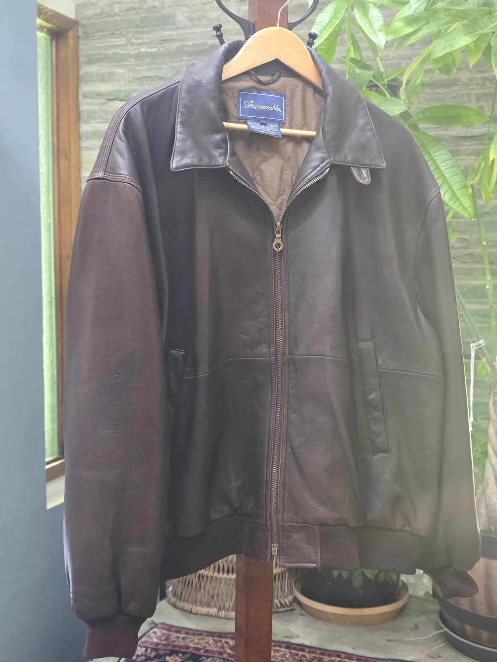 FRENCH VINTAGE FACONNABLE LAMB LEATHER JACKET XL - Picture 16 of 16